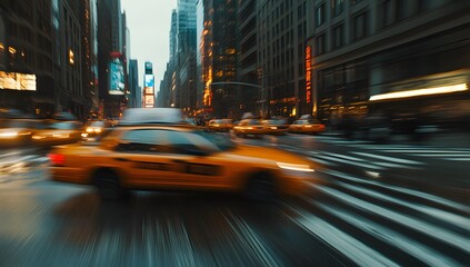 Abstract blurred motion blur city street background, long exposure, speed effect, 