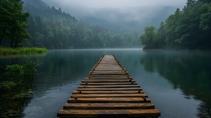 Serene Wooden Dock on Tranquil Waters