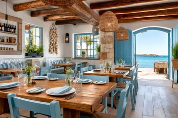 Elegant seaside restaurant with rustic charm offering stunning ocean views