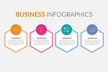 Vector infographic label design template with modern hexagon layout. Business concept with 5 steps, options.