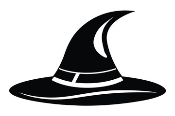 Silhouette Illustration of a Pointed Witch Hat with Decorative Band Graphic Element