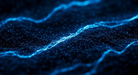 Electric currents: A close-up shot of abstract glowing electric current, with fluid, dynamic, and energetic flowing lines. The scene evokes power, energy, and technological advancement.