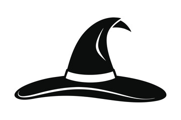 Silhouette of Tall Witch Hat with Buckle Halloween Costume and Symbol