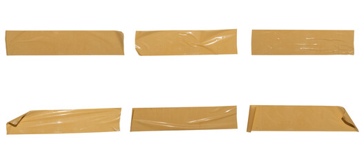 Set of brown banners paper stickers sheets, Copy space for text preview tags labels elements design, isolated on white background, png