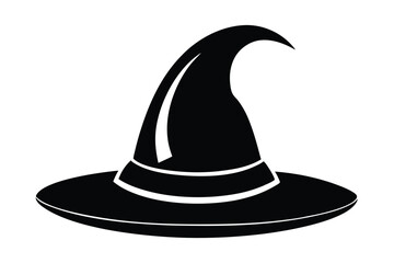 Silhouette of a Pointed Witch Hat with Band, Classic Halloween Costume Accessory