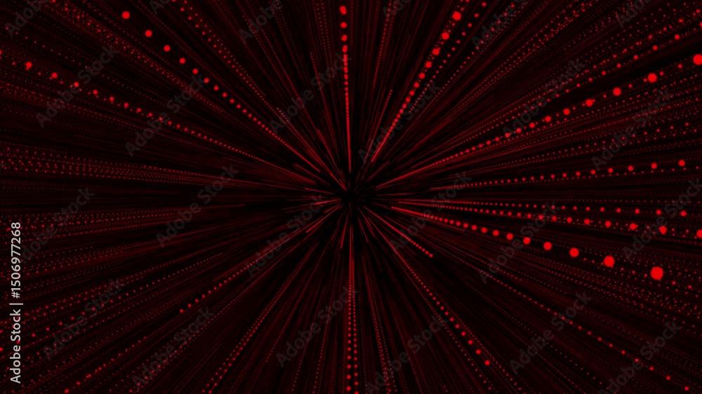Poster digital hyperspace with flow of bright particles. abstract blue hyper jump beams motion in galaxy.