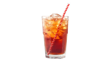 Refreshing iced tea with ice cubes in a glass isolated on a white background