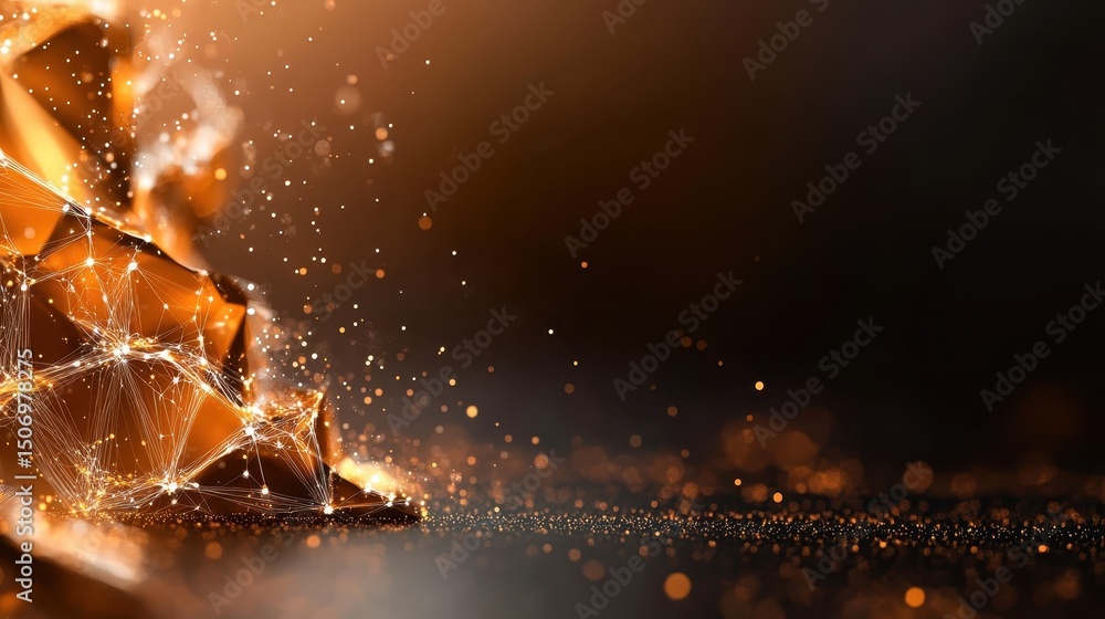 Poster this abstract image illustrates glowing particles and light, creating a captivating visual experienc