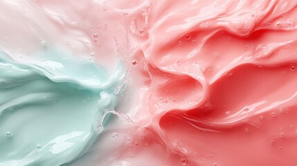 An abstract composition of swirling mint and coral colors creates a captivating visual experience, evoking emotions and sparking creativity in a harmonious blend.