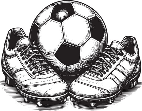 soccer ball and cleats black and white clip art preview