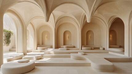 Obraz premium Serene Architectural Space with Curved Lines and Minimalist Design