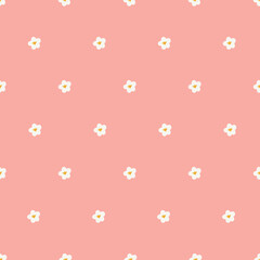 Floral seamless pattern with small flowers on pink background. Perfect for wallpaper, gift paper, spring and summer greeting cards. Vector hand drawn illustration