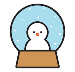  Snow Globe with Snowman. Christmas snow glass ball with snowman. Xmas snow globe in line style. New Year decoration perfect for winter holiday design. Isolated snowball vector on a white background. 