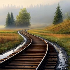 Nostalgic remnants of old railroad tracks set against rural landscapes.