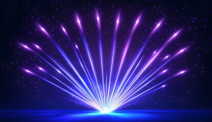 Blue and purple light streaks on a dark background presentation design