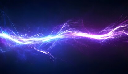Blue and purple light streaks on a dark background presentation design.