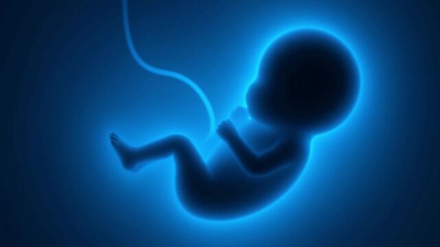 Exploring early human development through a glowing representation of a fetus in the womb