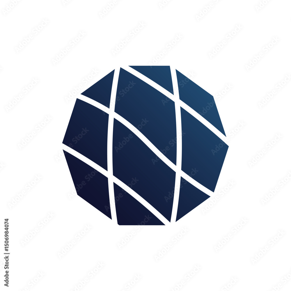 Aufkleber light blue polygonal shape resembling a globe or network with connecting lines and nodes. it suggest