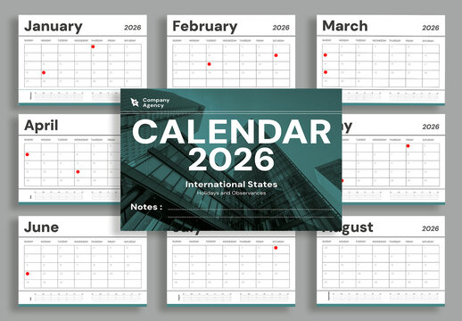 Creative 2026 Monthly Calendar Layout