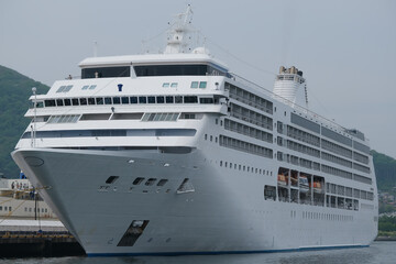 Ultra luxury all inclusive yacht cruiseship cruise ship liner Mariner docked at pier in Hakodate,...