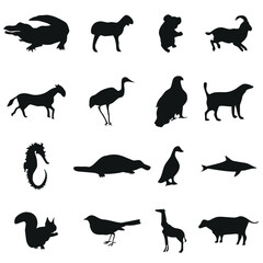 Fototapeta premium Collection of diverse animal silhouettes on a white background