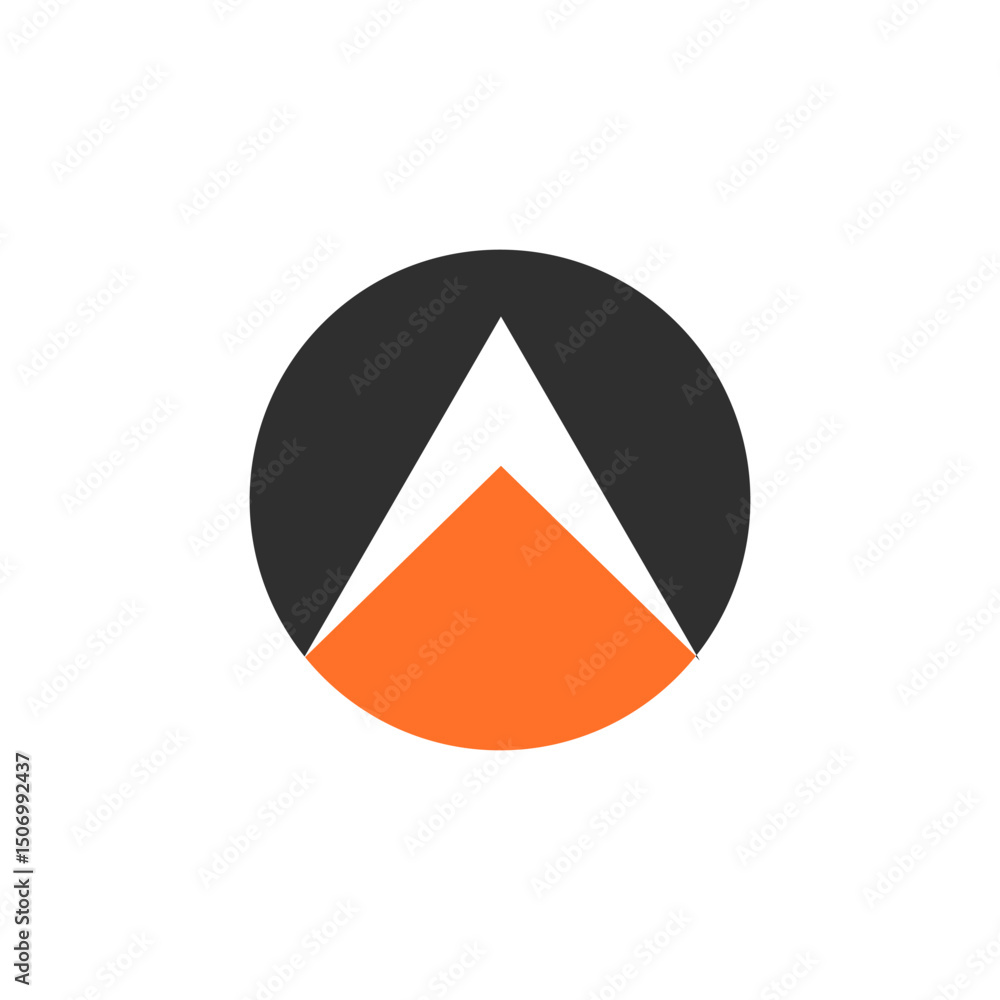 Fototapete white triangular shape pointing upwards in negative space between the orange and black color. it sug