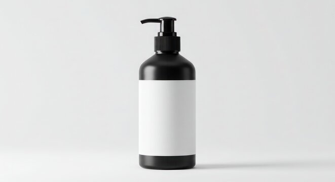 Sleek black pump bottle with blank label