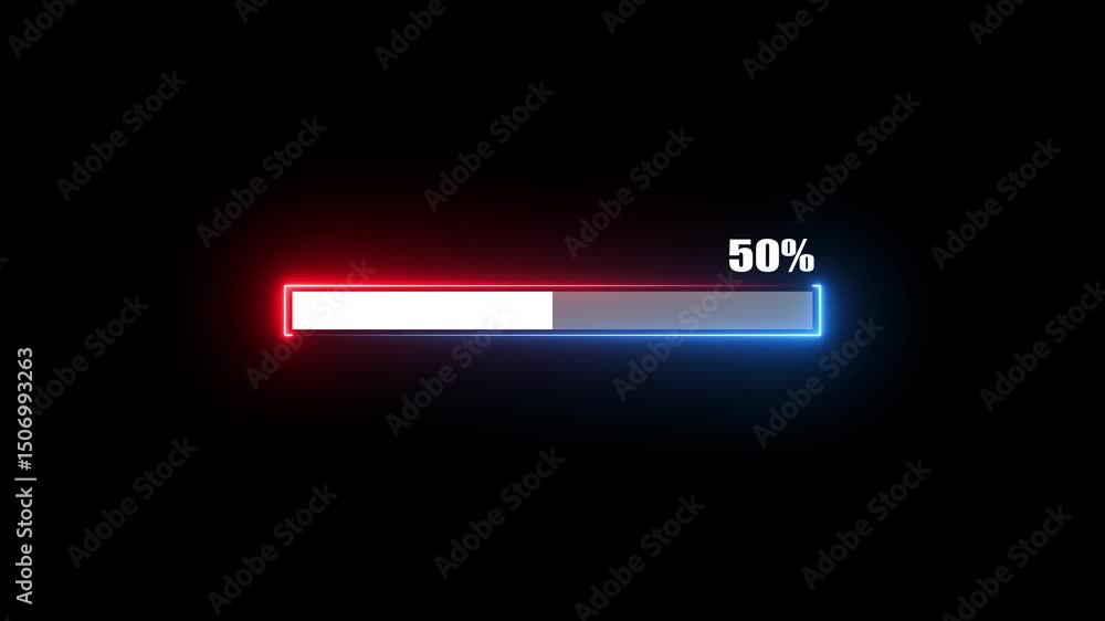 Poster hud infographic element loading progressing 50%. bar chart animation percentage diagrams modern anim