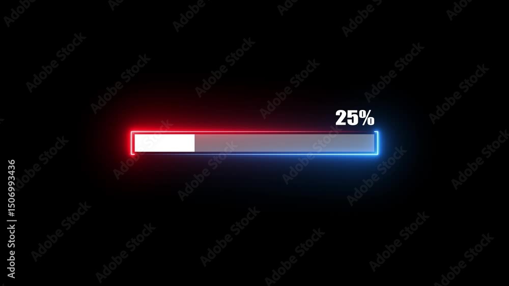 Poster hud infographic element loading progressing 25%. bar chart animation percentage diagrams modern anim