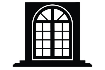 Silhouette of an Arched Window with Divided Lights and Stepped Sill Detail