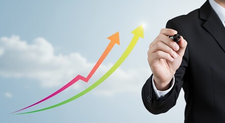 Arrow Growth Concept with Business Person