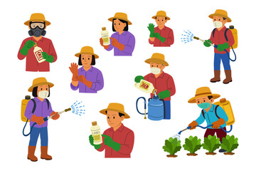 agricultural farmer use personal protection equipment for insecticide spray