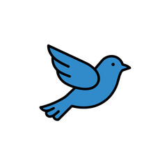 Fototapeta premium Blue bird icon with wings representing freedom