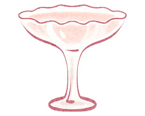 Hand-drawn watercolor illustration of a pink cocktail in a glass. Suitable for menu design, party invitations, and beverage-related projects. Ideal for cafe menus bar promotions and event decorations.