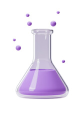3d Illustration of a Transparent Purple Liquid Flask for Scientific Research