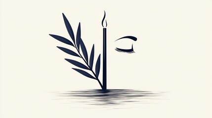 A candle, leaves, and an eye, symbolic of peace and reflection