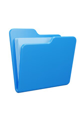 3d Illustration of Blue Open Folder Icon with Transparent Background