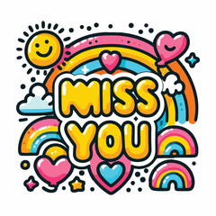 Fototapeta premium Love miss you sticker 