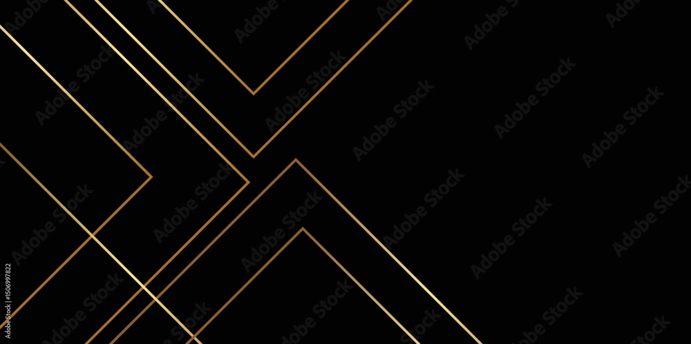 Poster black and golden vector futuristic tech glow and shinning line simple modern abstract background. ve