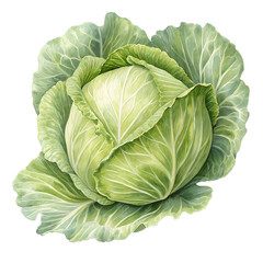 Obraz premium Watercolor Fresh cabbage isolated on transparent background