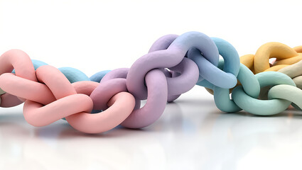 Highly Detailed 3D Abstract Organic Structure Intertwined Pastel Chains