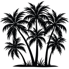 Fototapeta premium Black and White Tropical Tree Vector Set