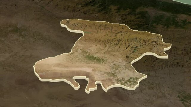Alborz, Iran, extruded. Satellite map