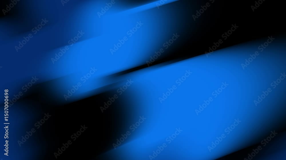 Poster abstract animated background with blurred gradient of blue colors, spinning on dark space, creating 