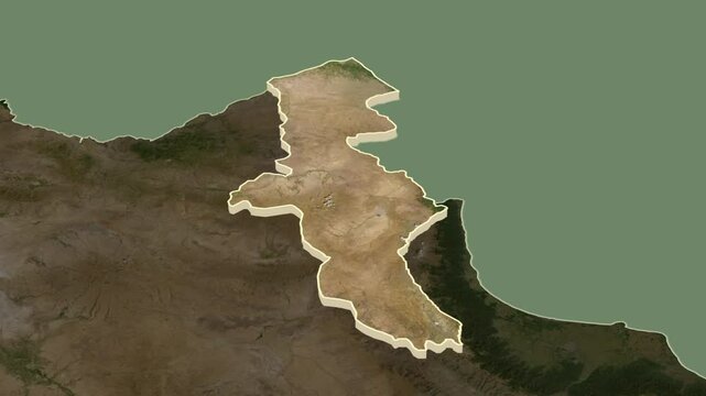 Ardebil, Iran, extruded. Satellite  map