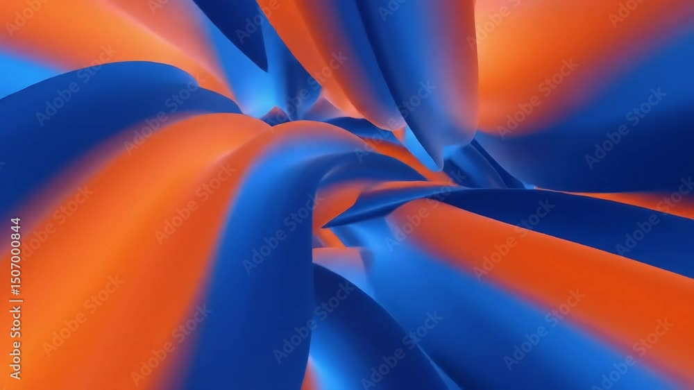 Poster dynamic abstract flowing orange and blue waves in motion graphics video