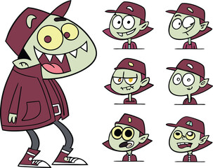 set of funny cartoon monsters