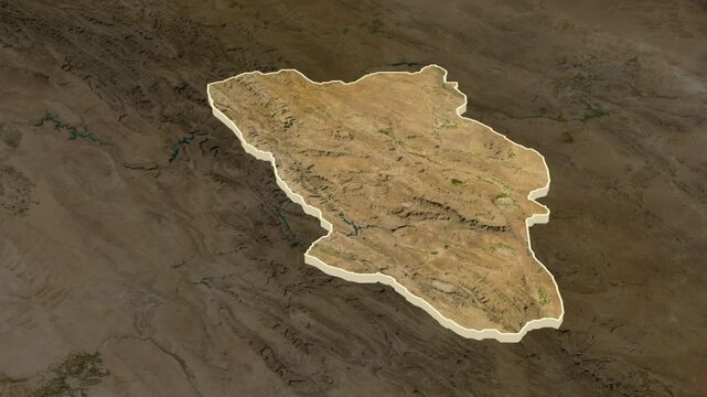 Chahar Mahall and Bakhtiari, Iran, extruded. Satellite  map
