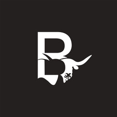 Letter B Bull Logo Design Vector Illustration
