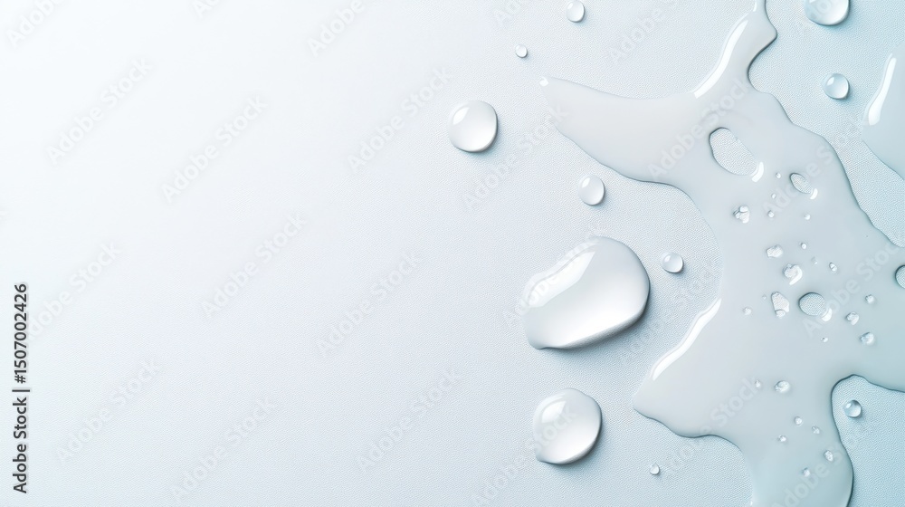 Poster isolated droplets of water rest on a smooth, soft background, representing purity and freshness with